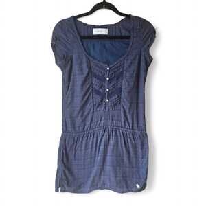 Abercrombie & Fitch Women's Mini Dress Size XS Navy Drop Waist Cap Sleeve Y2K